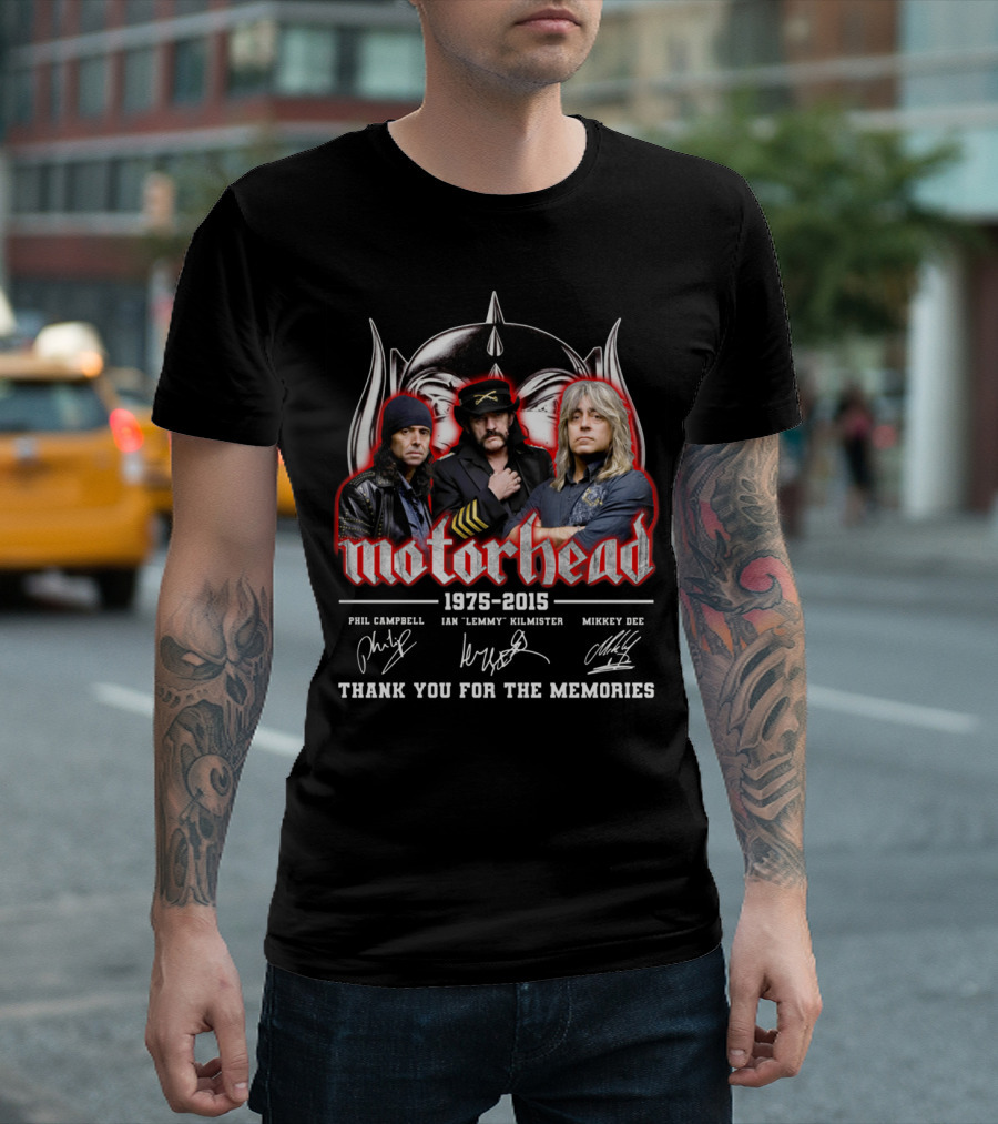 Motorhead 1975-2015 Thank You For The Memories Phil Campbell Ian 'Lemmy' Kilmister Mikkey Dee T-Shirt