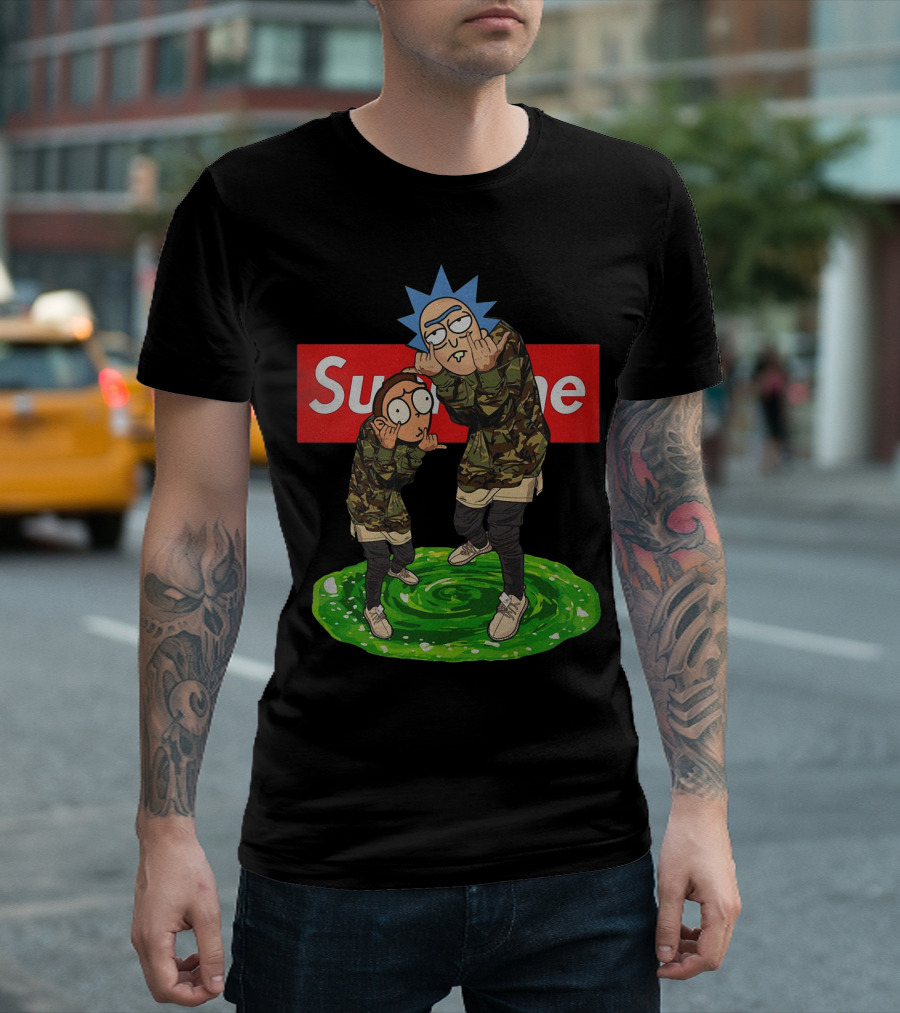 Rick And Morty Supreme Portal Streetwear Camo T-Shirt