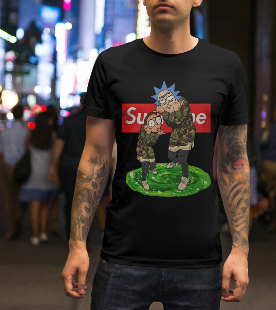 Rick And Morty Supreme Portal Streetwear Camo T-Shirt