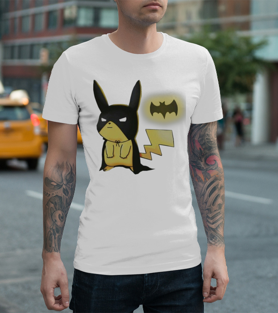 Pikachu Batman Crossover with Iconic Bat T-Shirt