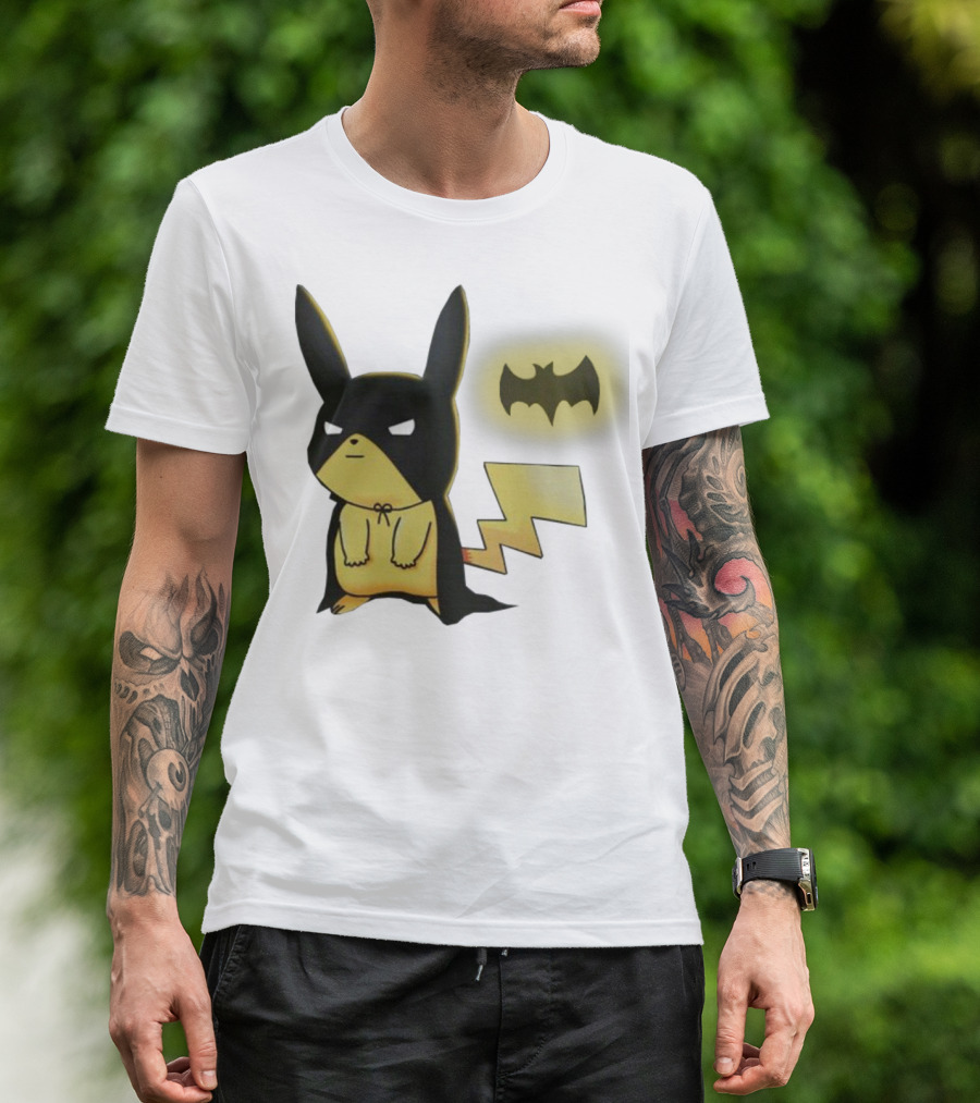 Pikachu Batman Crossover With Iconic Bat T-Shirt