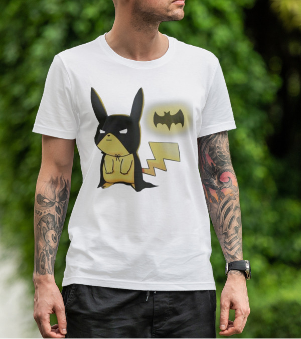 Pikachu Batman Crossover With Iconic Bat T-Shirt