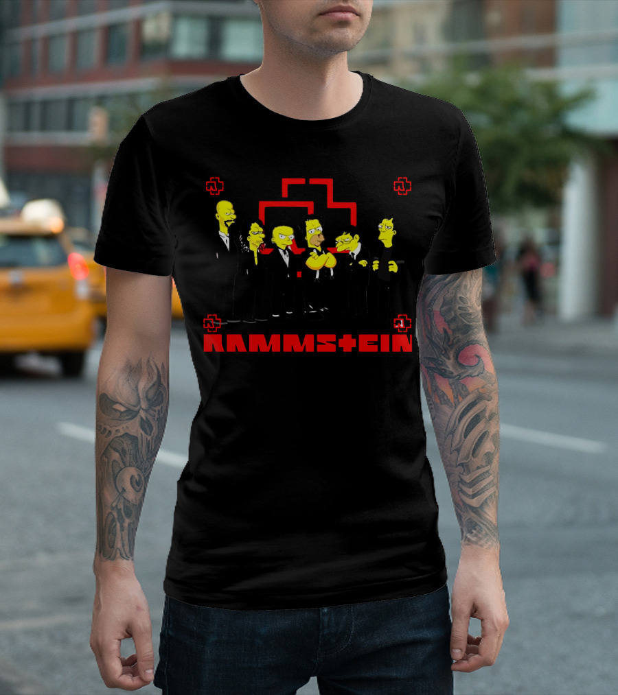 Rammstein Red Logo Simpsons Characters T-Shirt