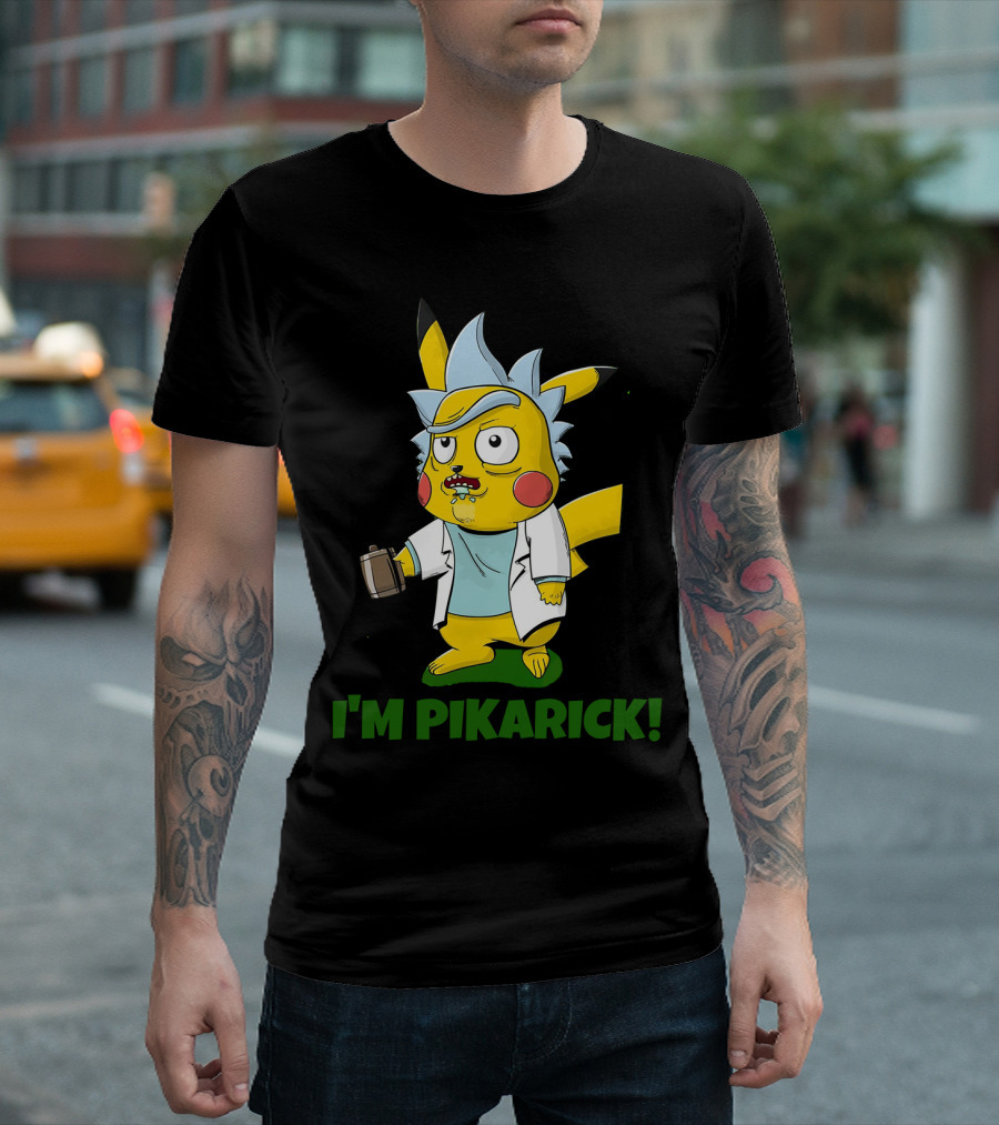 Rick and Morty I’m Pikarick Pikachu Crossover with Lab Coat and Portal Gun T-Shirt