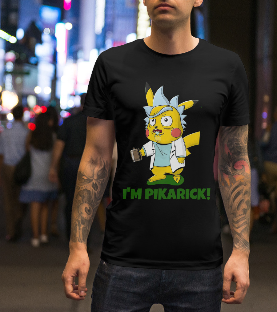 Rick And Morty I’m Pikarick Pikachu Crossover With Lab Coat And Portal Gun T-Shirt