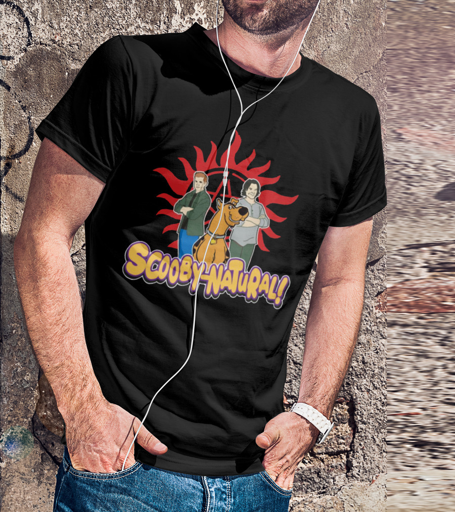Scooby-Natural Supernatural Crossover Featuring Iconic Red Sun And Mystery Characters T-Shirt