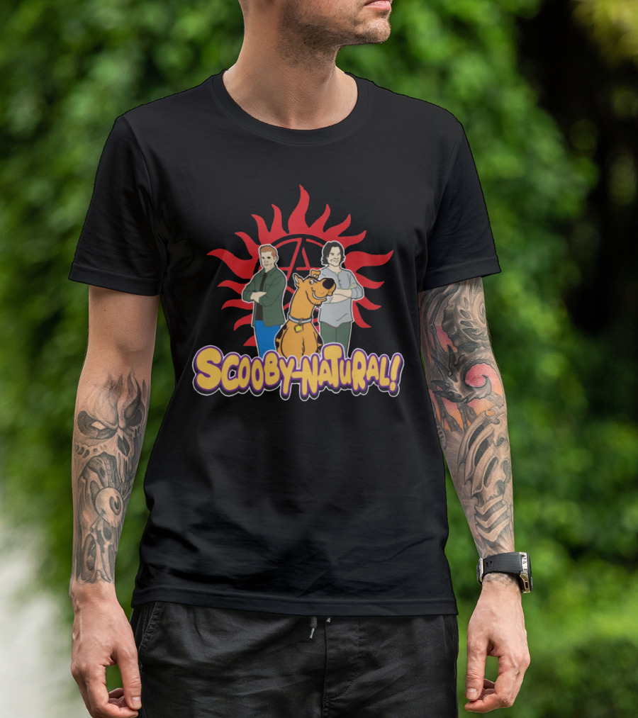 Scooby-Natural Supernatural Crossover Featuring Iconic Red Sun And Mystery Characters T-Shirt
