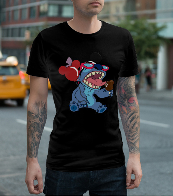 Stitch Vacay Mode With Ice Cream And Mickey Balloon T-Shirt