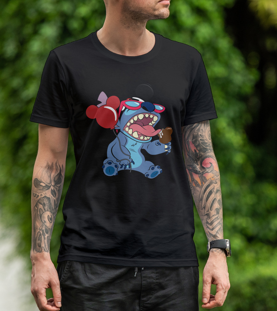 Stitch Vacay Mode With Ice Cream And Mickey Balloon T-Shirt