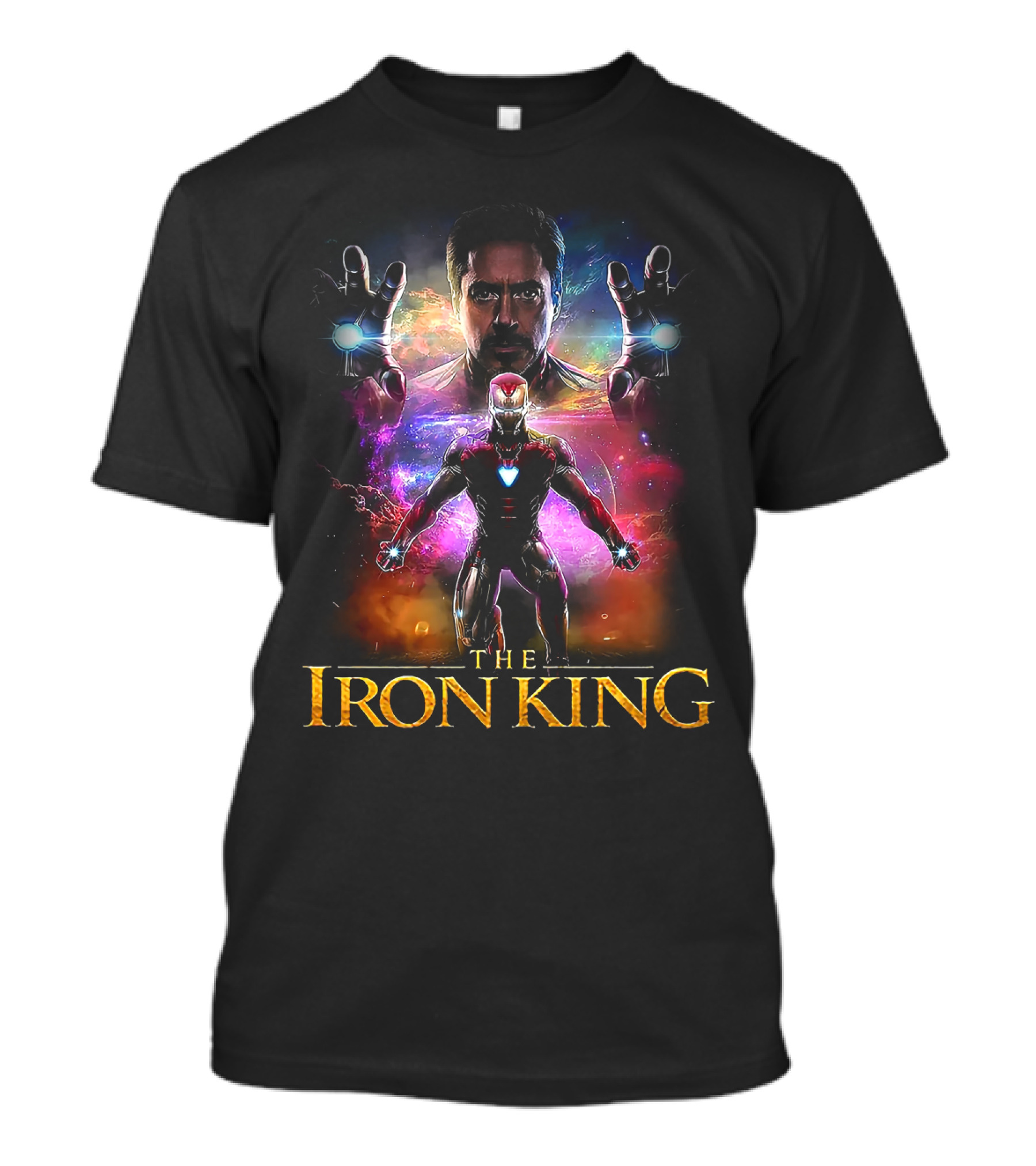 The Iron King Featuring Iconic Tony Stark Iron Man With Cosmic Background T-Shirt