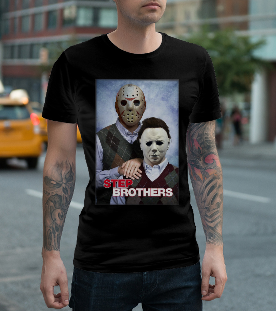Step Brothers Jason Voorhees Michael Myers Comedy Horror Crossover T-Shirt