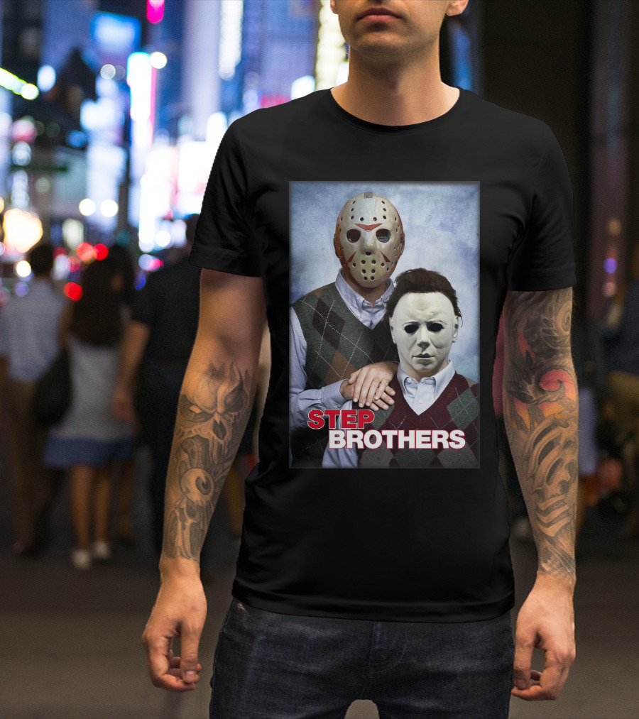 Step Brothers Jason Voorhees Michael Myers Comedy Horror Crossover T-Shirt