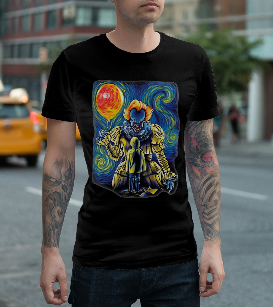 Starry Night Pennywise And Georgie Balloon Encounter T-Shirt