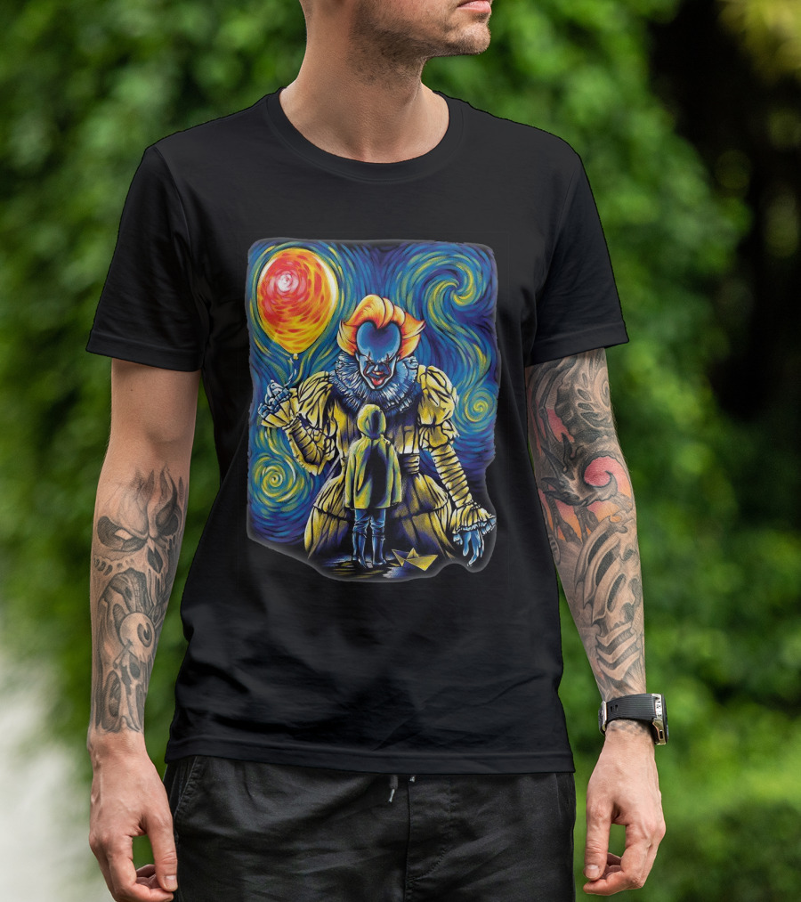 Starry Night Pennywise And Georgie Balloon Encounter T-Shirt