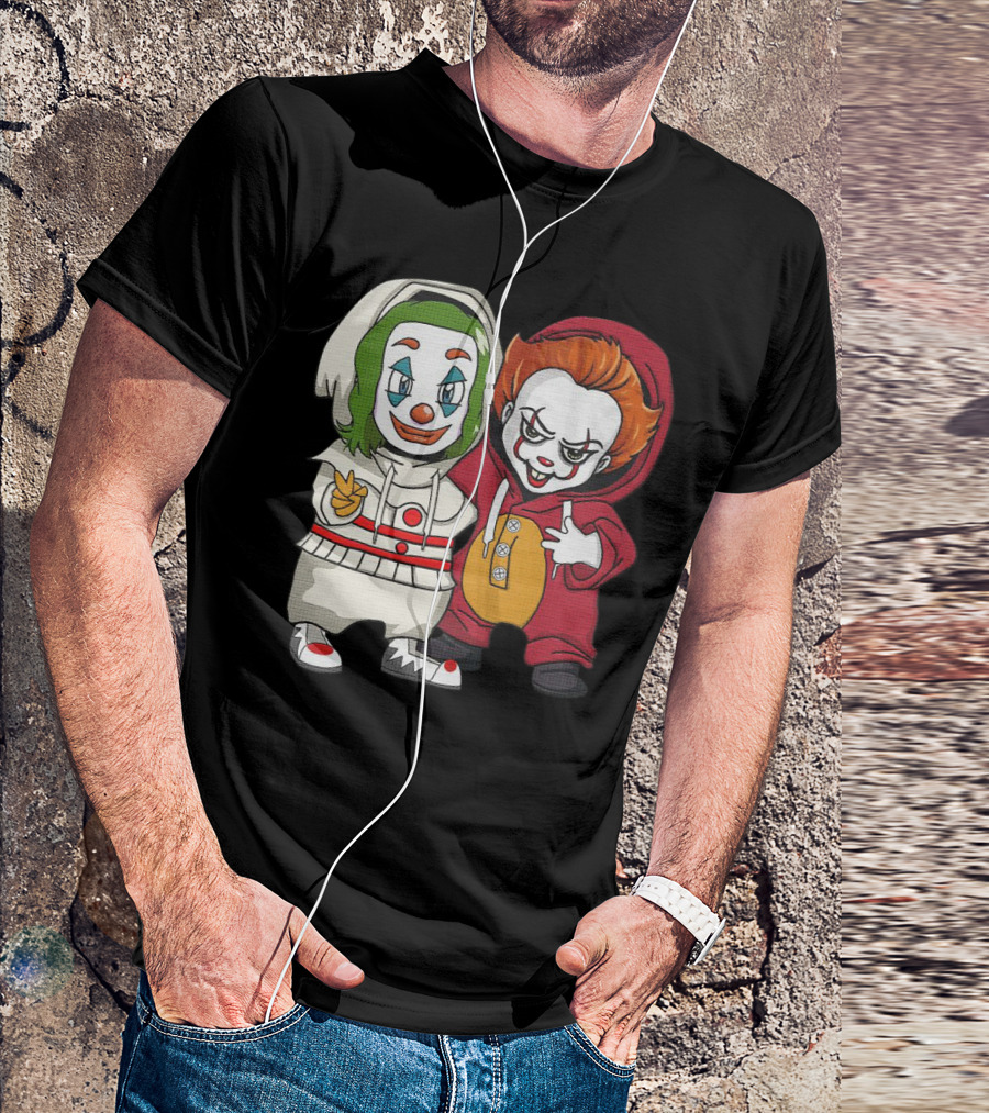Joker And Pennywise Friendship Duo In Cartoon T-Shirt