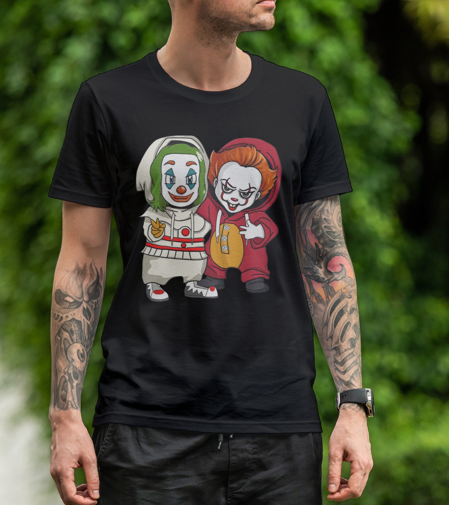 Joker And Pennywise Friendship Duo In Cartoon T-Shirt