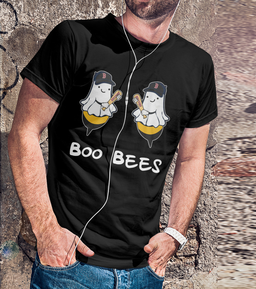 Boo Bees Boston Red Sox Ghosts With Baseball Caps And Bats T-Shirt