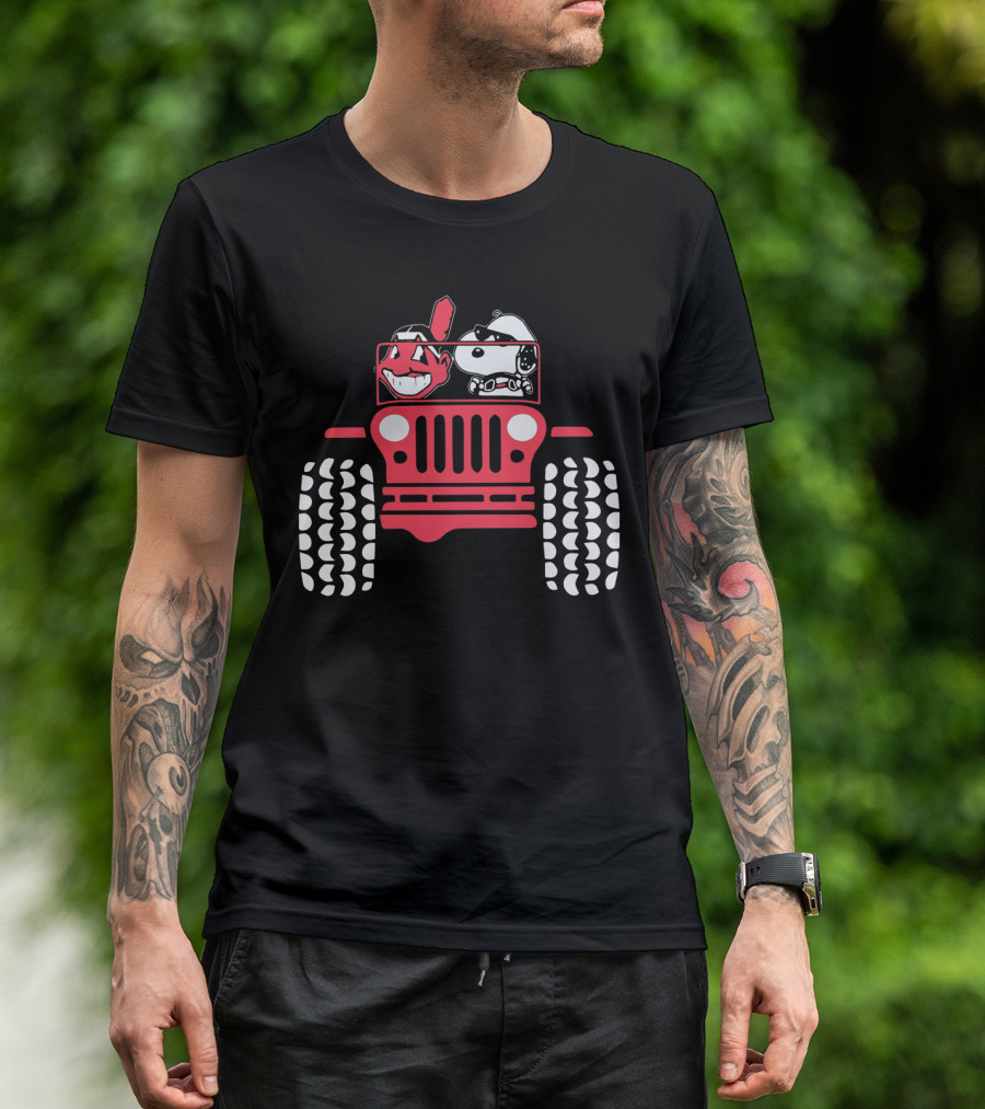 Snoopy Cleveland Indians Jeep Adventure T-Shirt