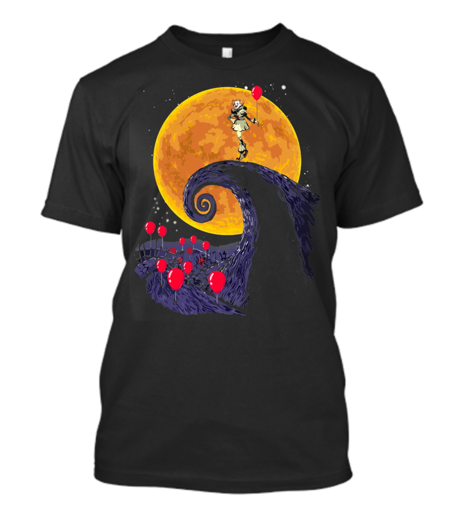 Pennywise The Nightmare Before Halloween Balloon Moon Scene T-Shirt