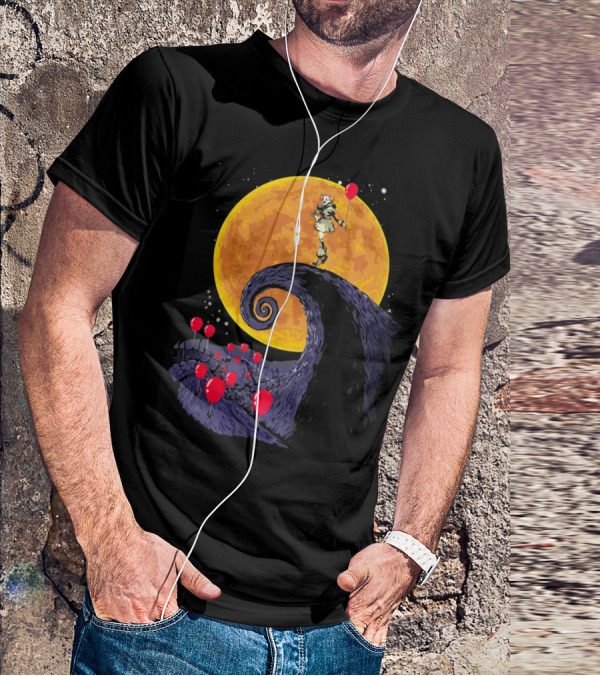 Pennywise The Nightmare Before Halloween Balloon Moon Scene T-Shirt