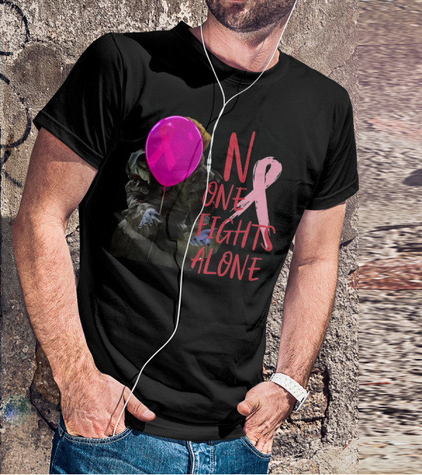 Pennywise No One Fights Alone Breast Cancer Awareness Pink Ribbon Balloon T-Shirt