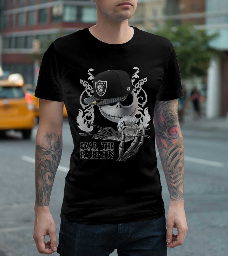 Jack Skellington Raiders Hat and Helmet with Fear the Raiders T-Shirt