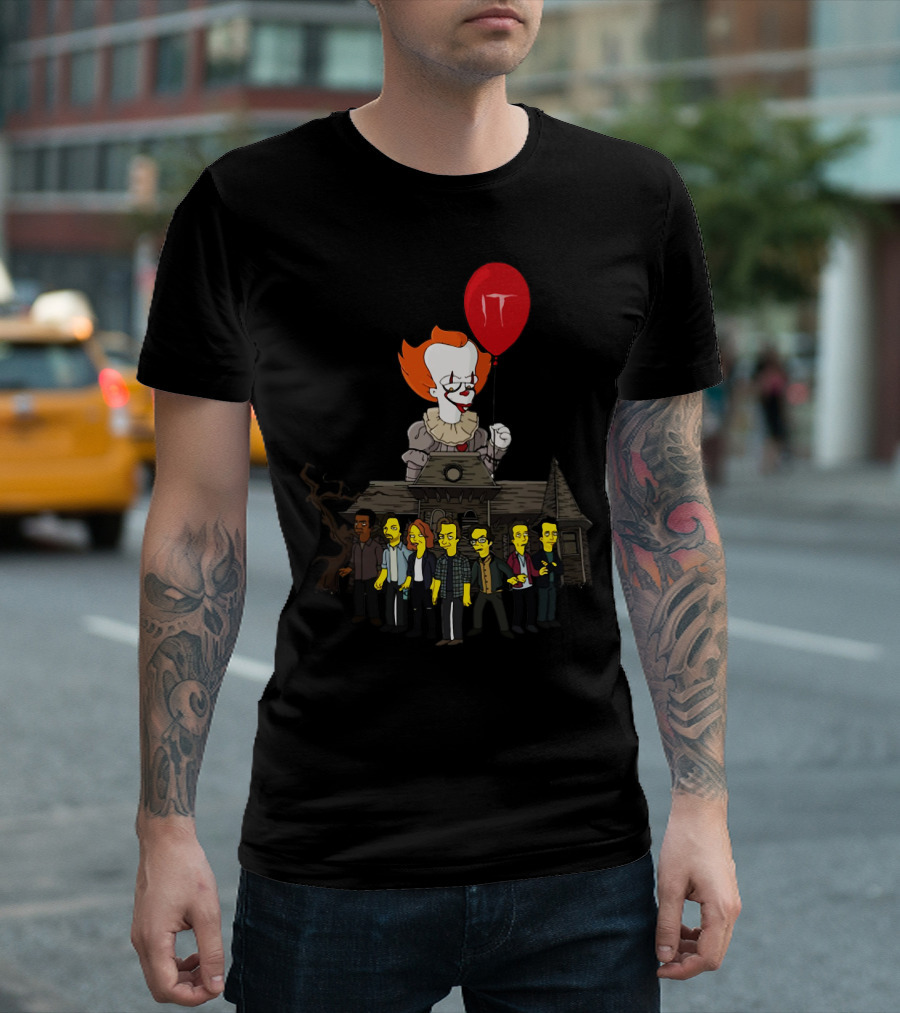 Stephen King's It And The Simpsons Joker Halloween Crossover T-Shirt