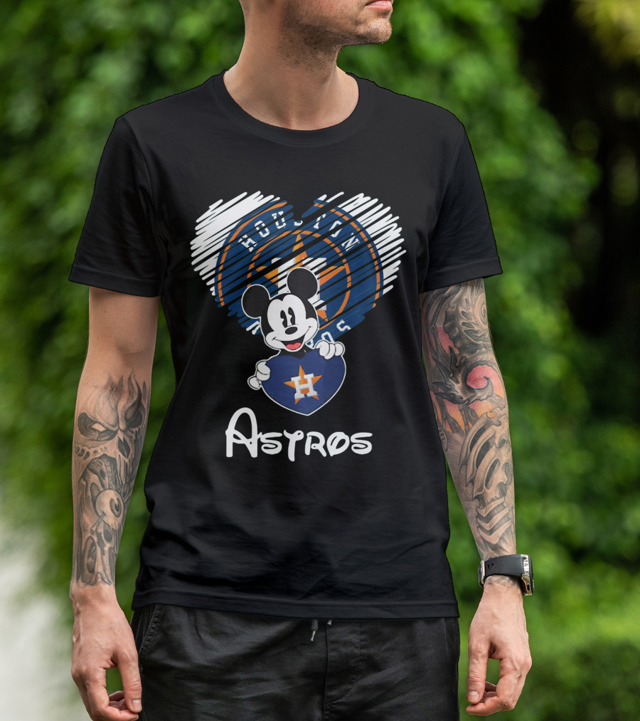Mickey Mouse Houston Astros Heart Houston Astros Houston Astros T-Shirt
