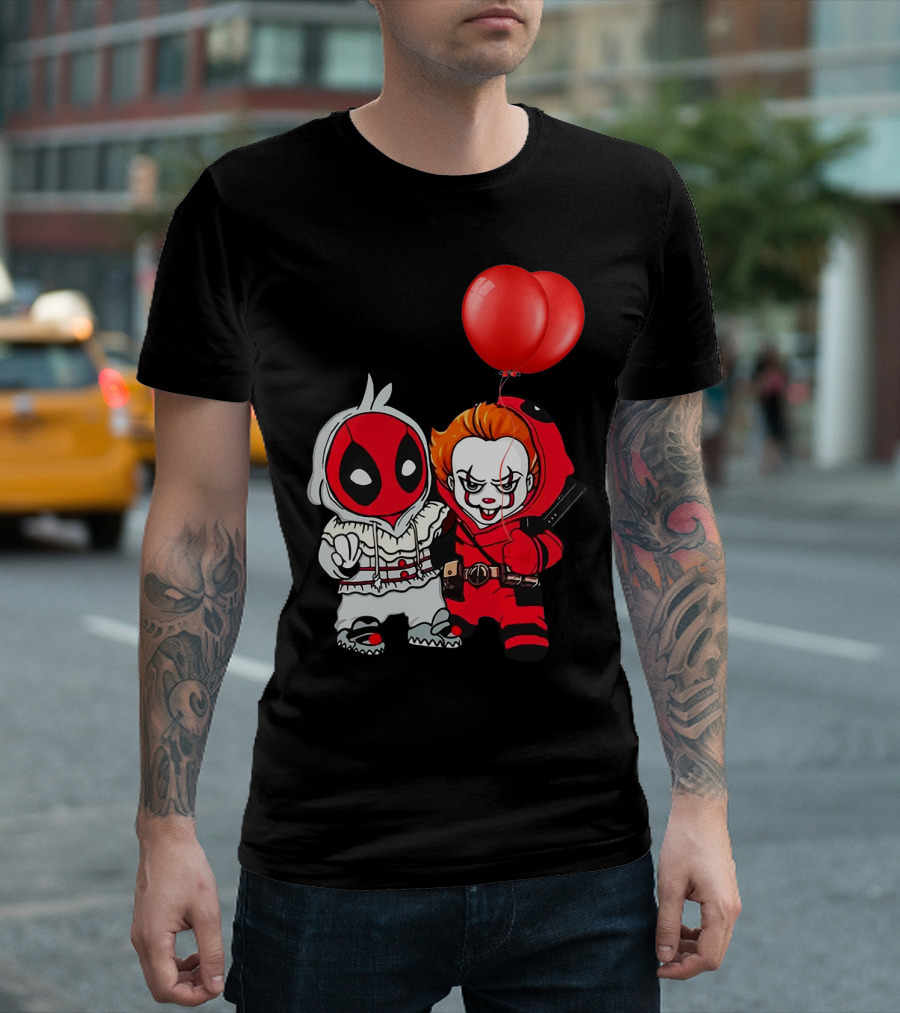 Pennywise Deadpool Crossover with Red Balloons T-Shirt