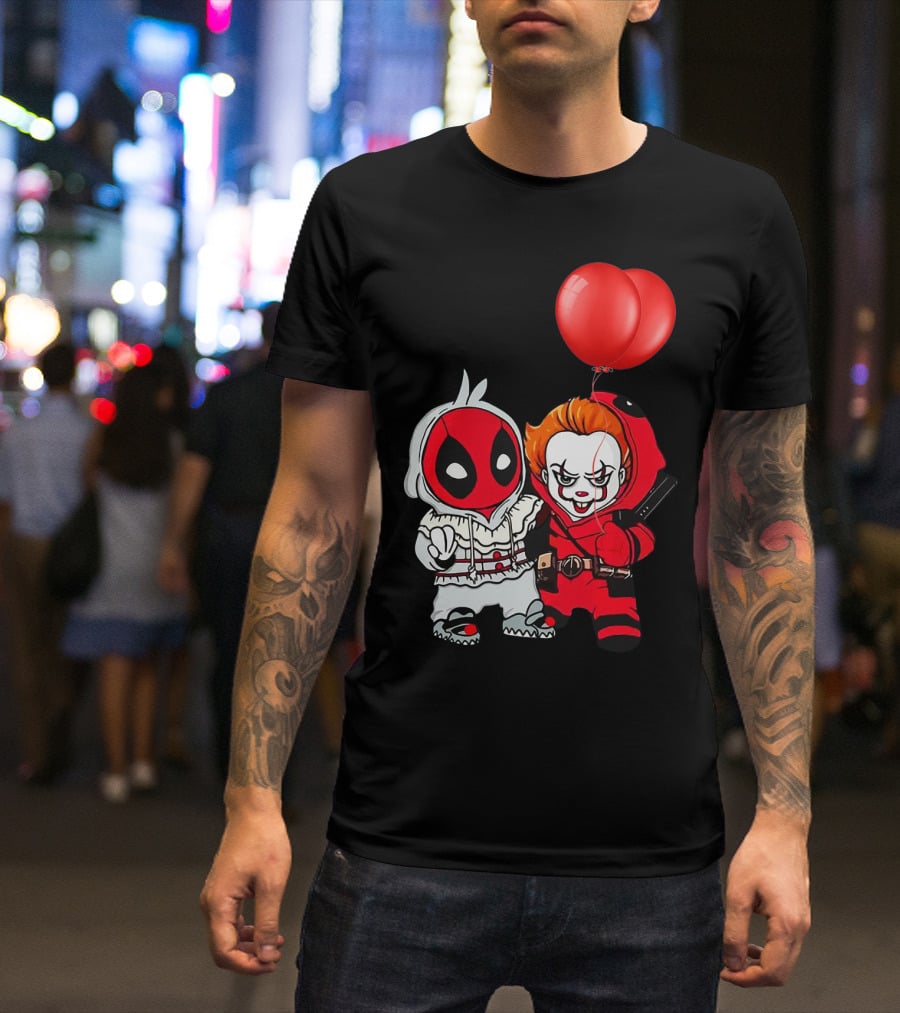 Pennywise Deadpool Crossover With Red Balloons T-Shirt