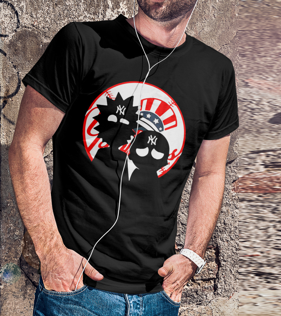 Rick And Morty Yankees New York City Yankees Logo Fusion Yankees Cap T-Shirt