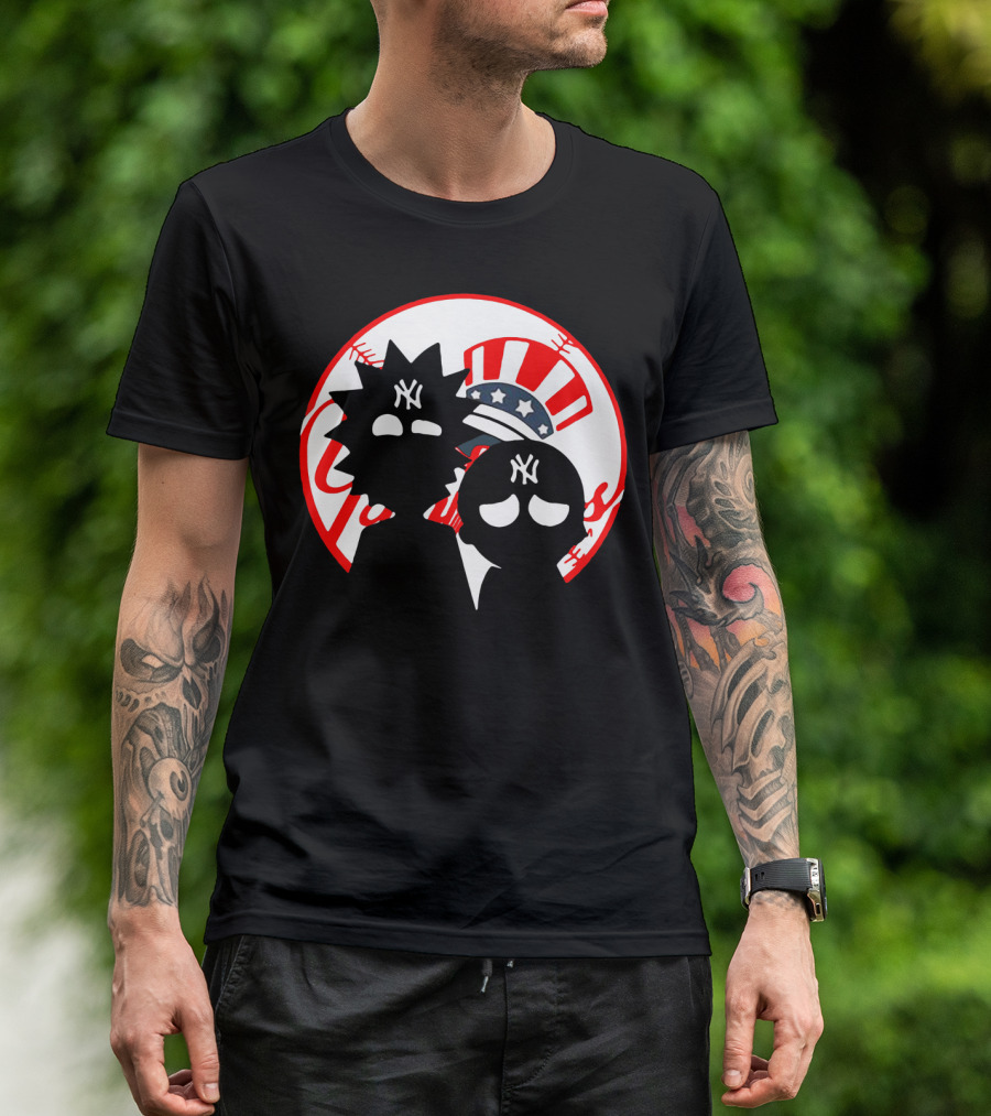 Rick And Morty Yankees New York City Yankees Logo Fusion Yankees Cap T-Shirt