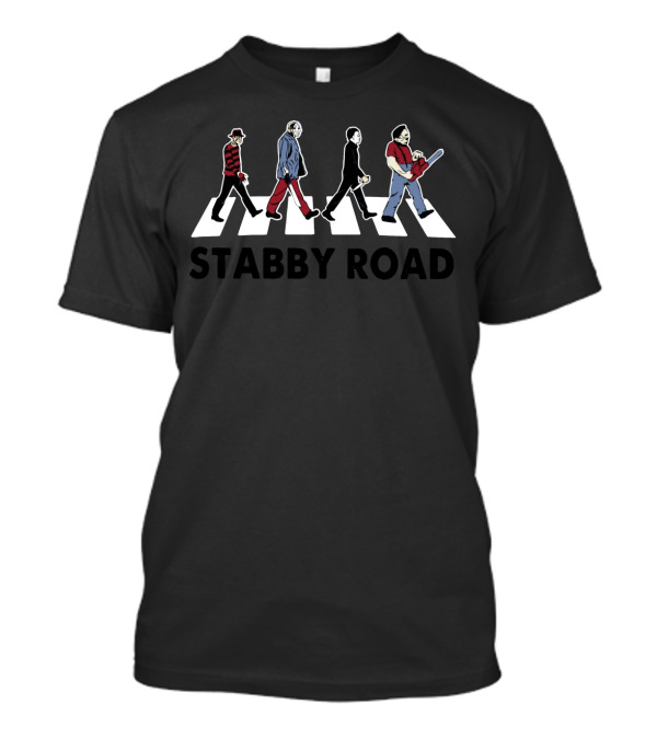 Stabby Road Halloween Horror Icons Abbey Road T-Shirt