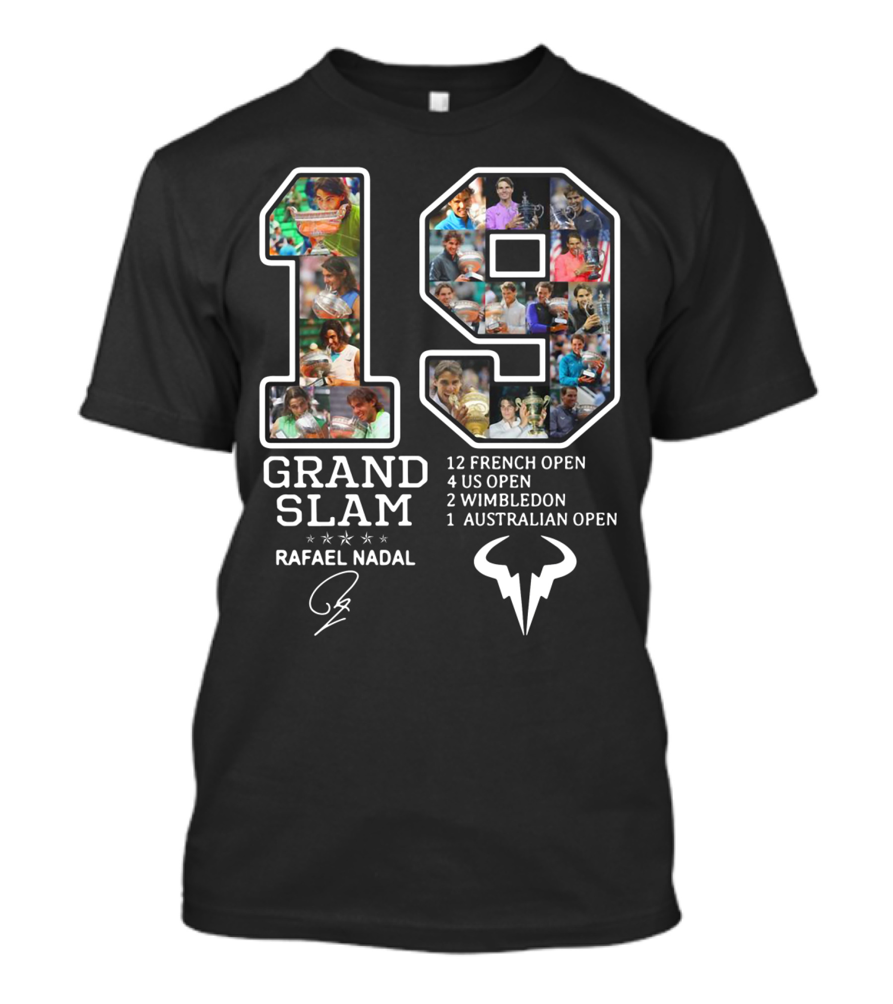 Rafael Nadal 19 Grand Slam Titles French Open US Open Wimbledon Australian Open T-Shirt