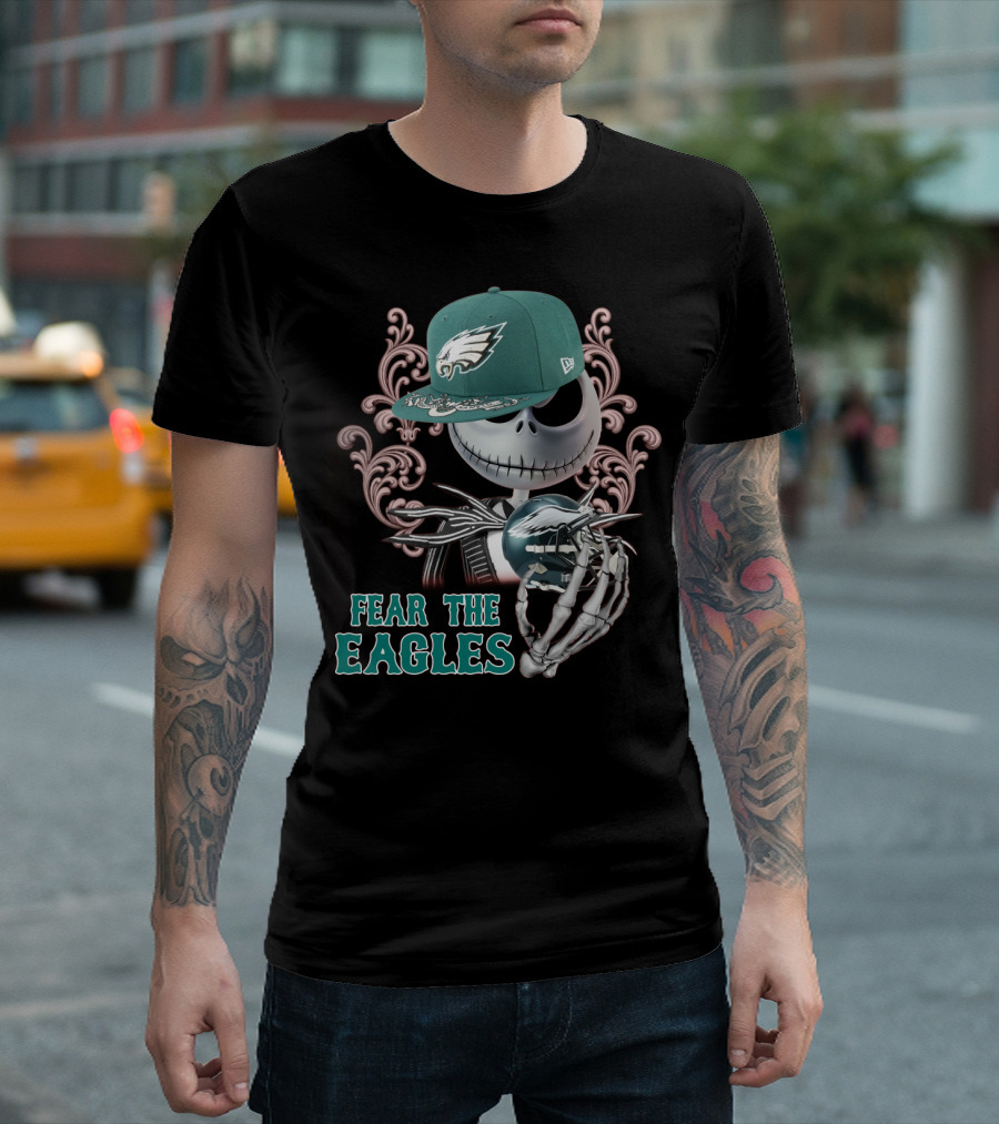 Jack Skellington Fear The Eagles Philadelphia Football T-Shirt