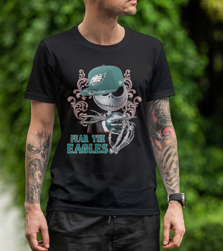 Jack Skellington Fear The Eagles Philadelphia Football T-Shirt
