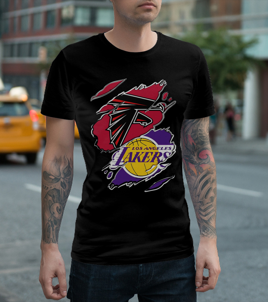 Atlanta Falcons Los Angeles Lakers Logo Mashup T-Shirt