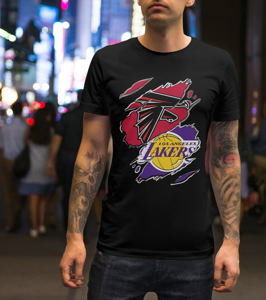 Atlanta Falcons Los Angeles Lakers Logo Mashup T-Shirt