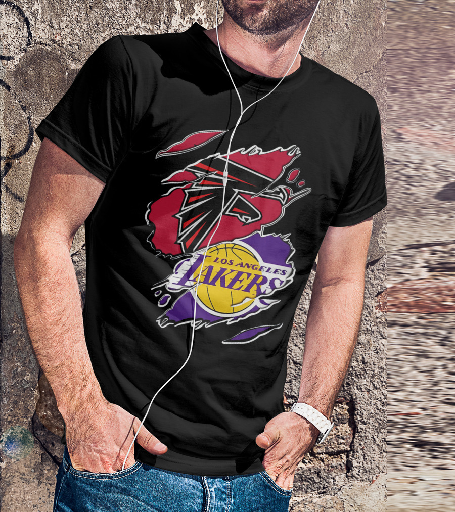 Atlanta Falcons Los Angeles Lakers Logo Mashup T-Shirt