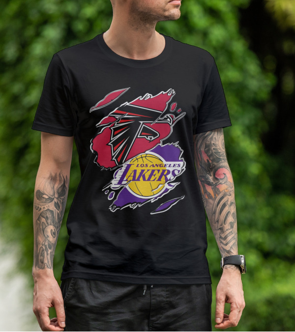 Atlanta Falcons Los Angeles Lakers Logo Mashup T-Shirt