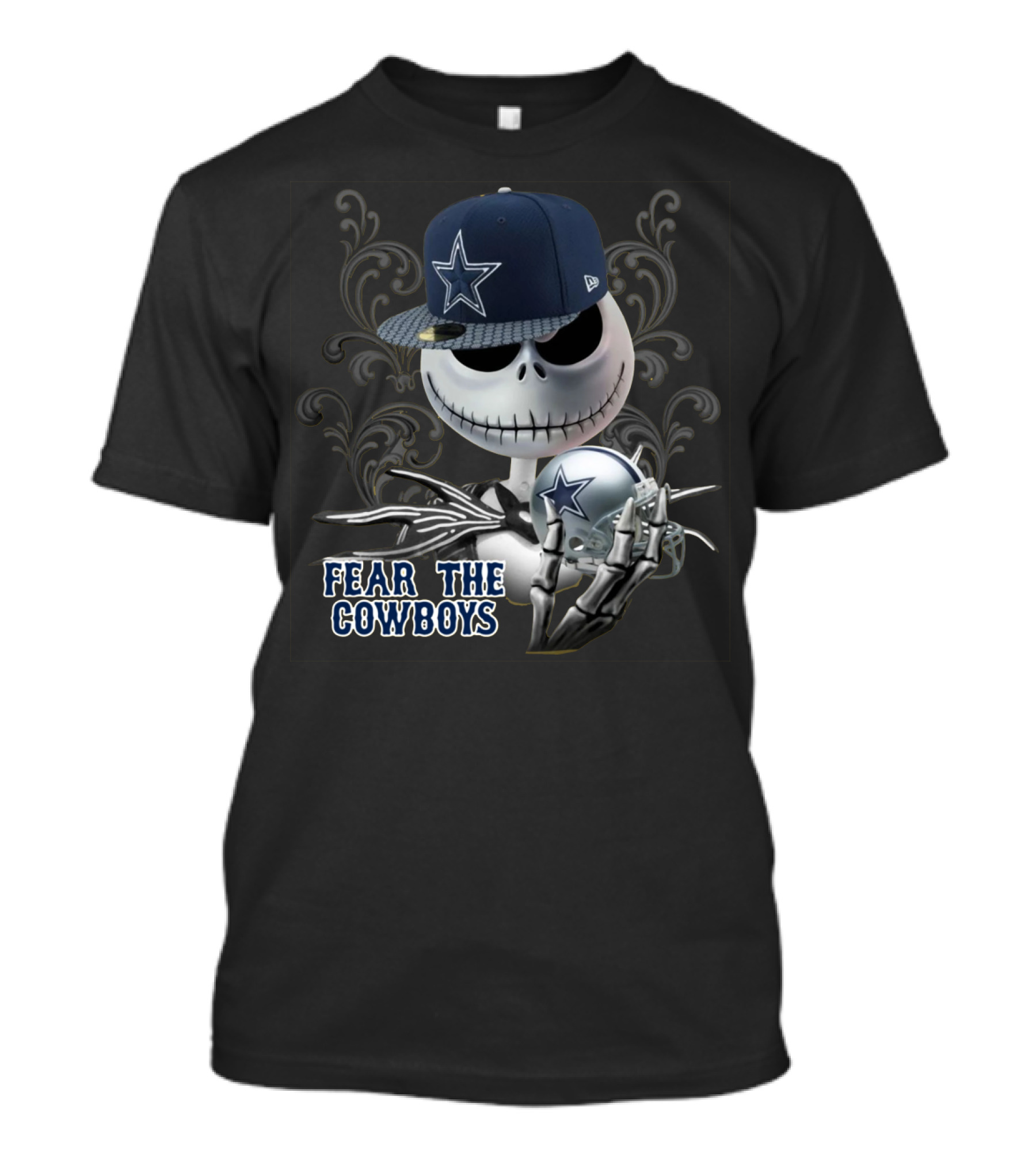 Fear The Cowboys Jack Skellington Dallas Nfl Fan Gear T-Shirt