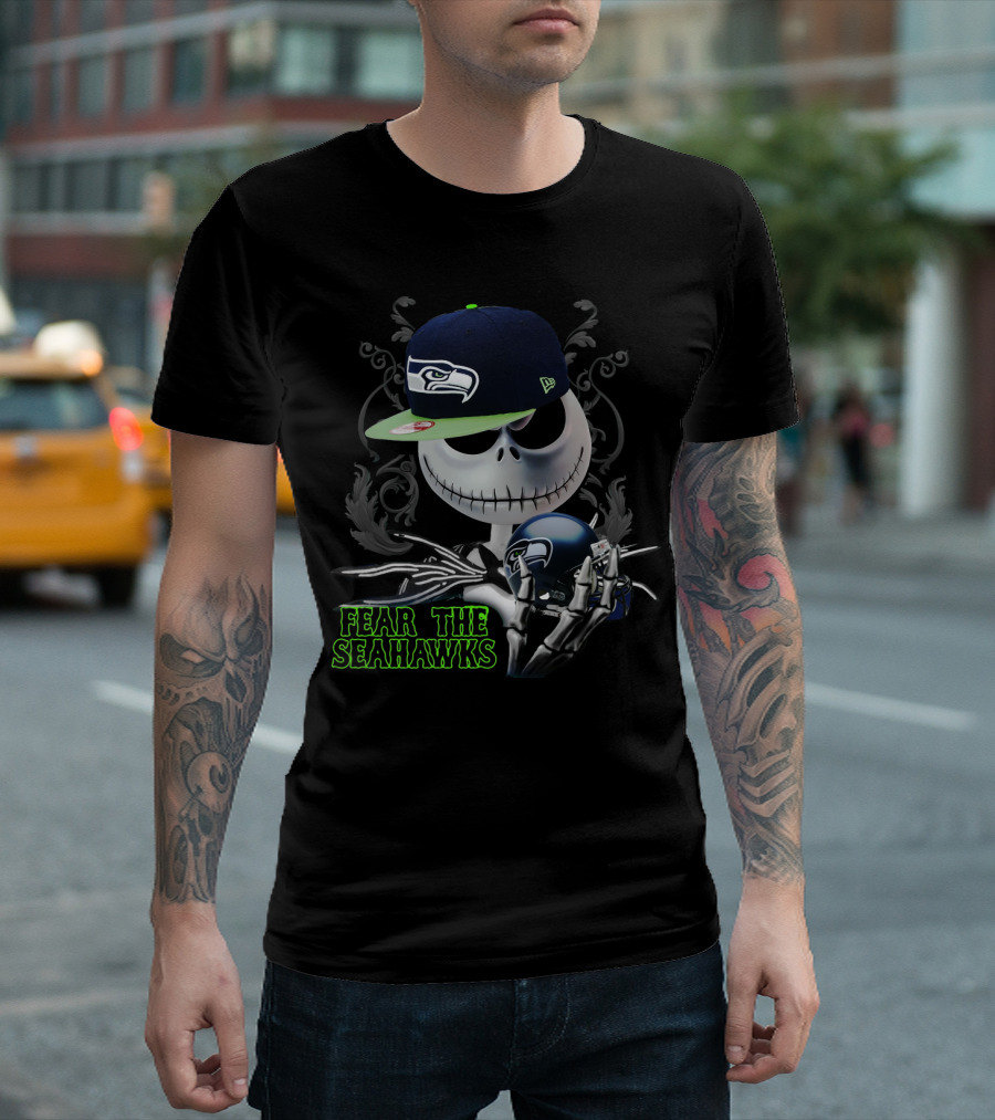 Fear The Seahawks Jack Skellington Seattle Seahawks T-Shirt