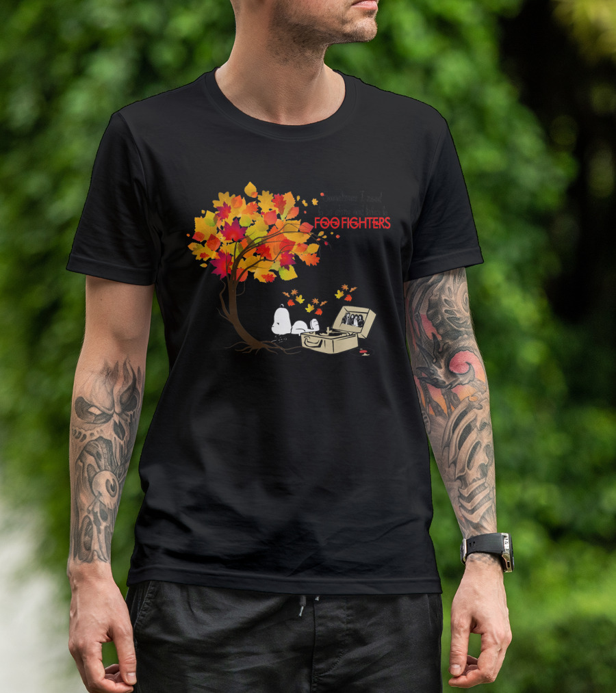 Sometimes I Need To Be Alone And Listen To Foo Fighters Snoopy Autumn Leaves T-Shirt