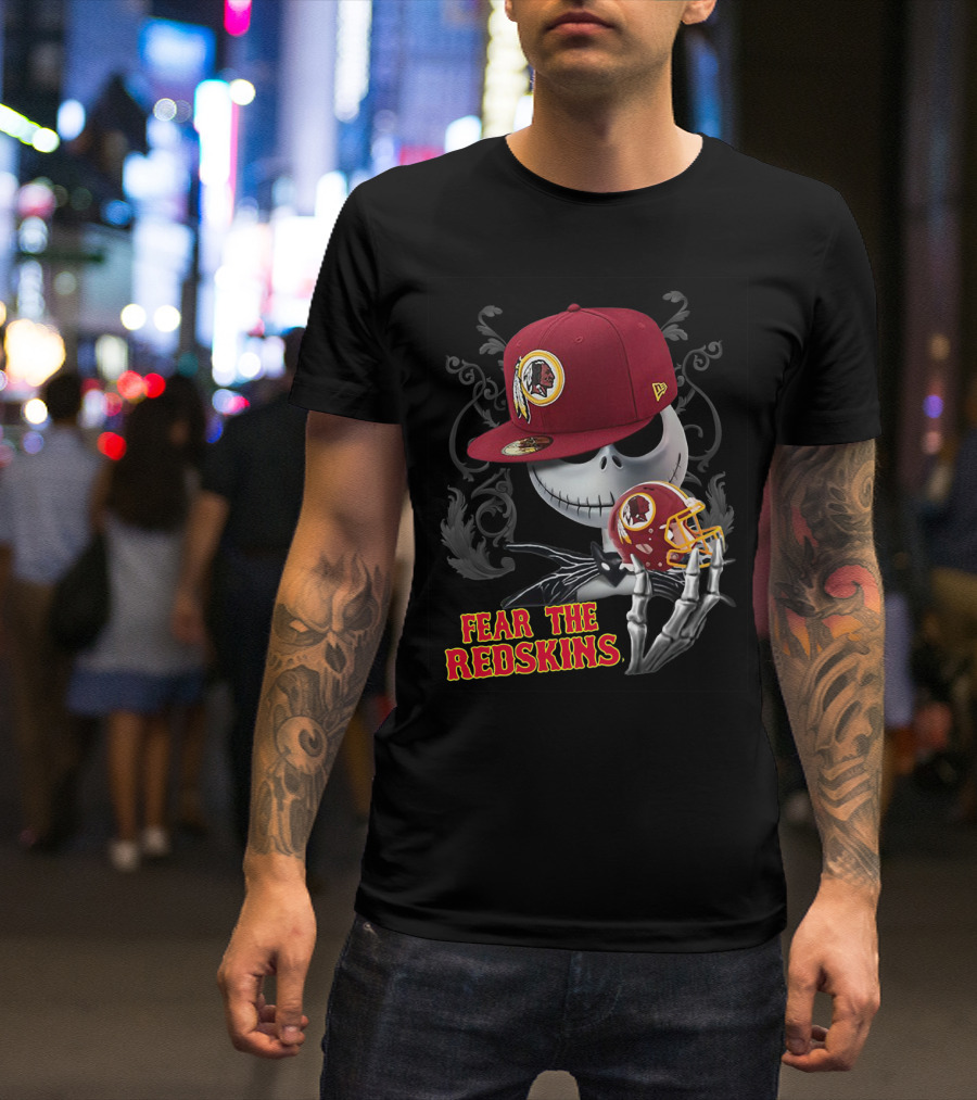 Jack Skellington Redskins Logo Fear The Redskins T-Shirt