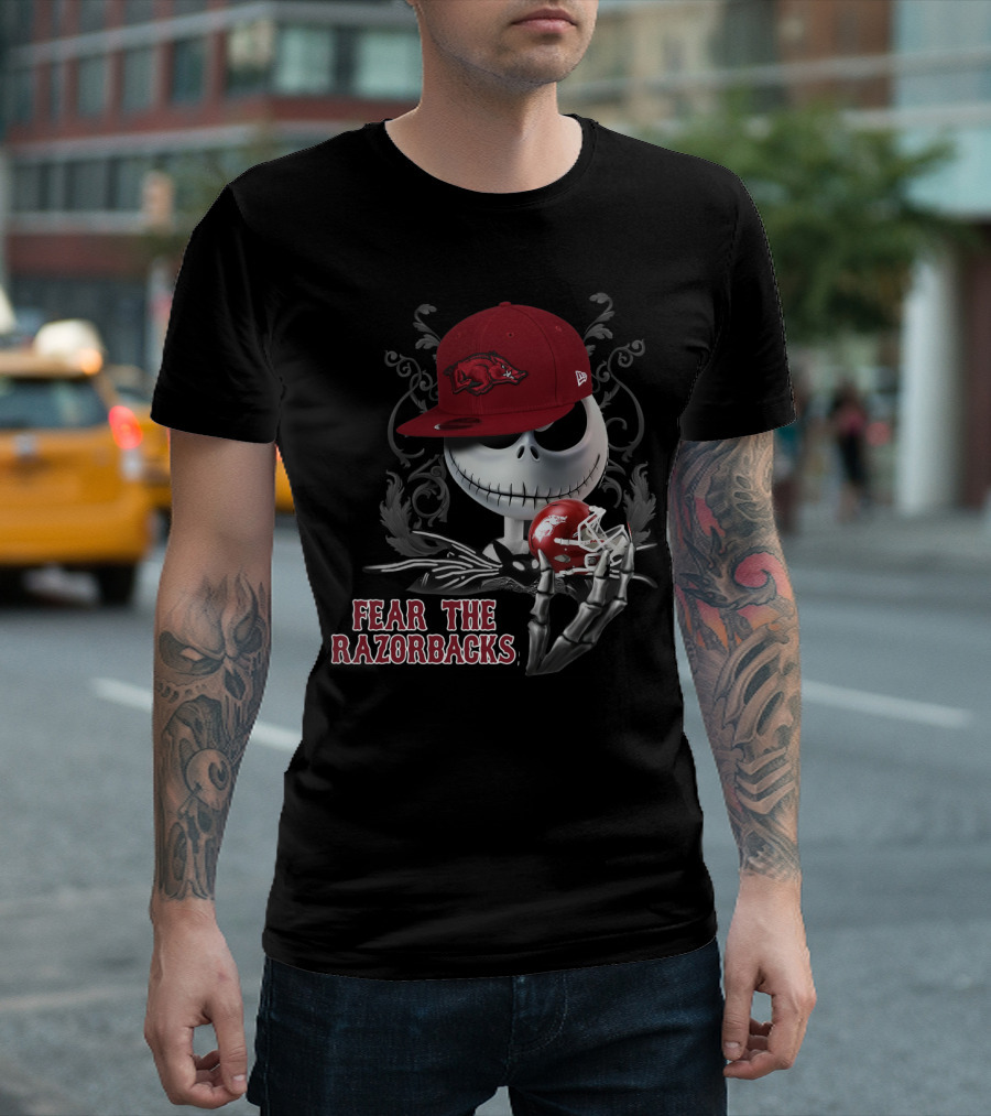 Jack Skellington Fear The Razorbacks Arkansas Football Fan T-Shirt