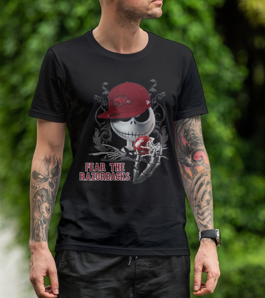 Jack Skellington Fear The Razorbacks Arkansas Football Fan T-Shirt