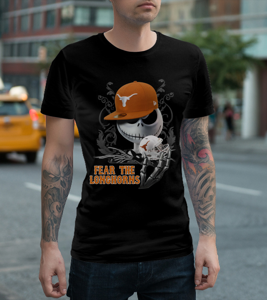 Jack Skellington Fear The Longhorns Texas Football Halloween Crossover T-Shirt