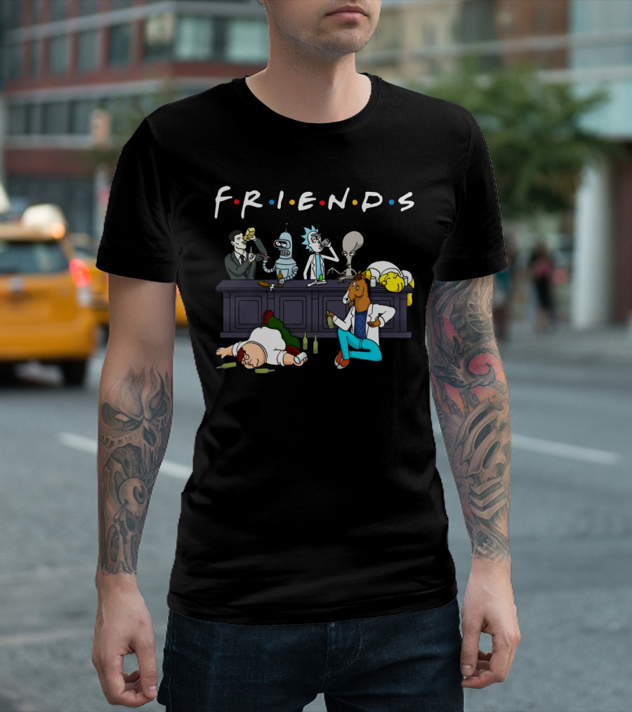 FRIENDS Rick Sanchez Drinking Buddies Parody Iconic Characters T-Shirt