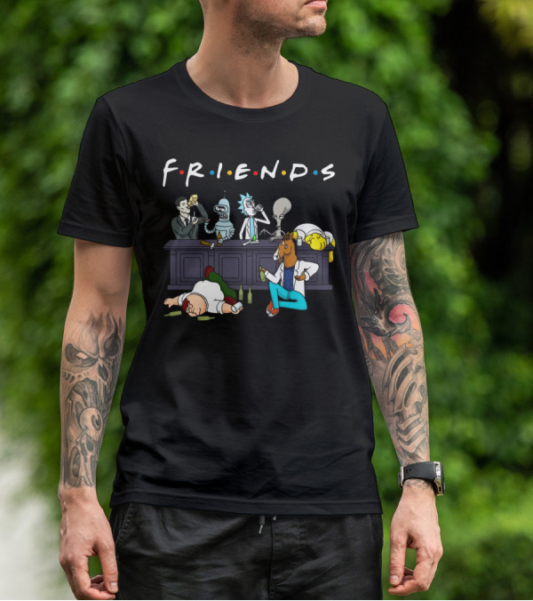 FRIENDS Rick Sanchez Drinking Buddies Parody Iconic Characters T-Shirt