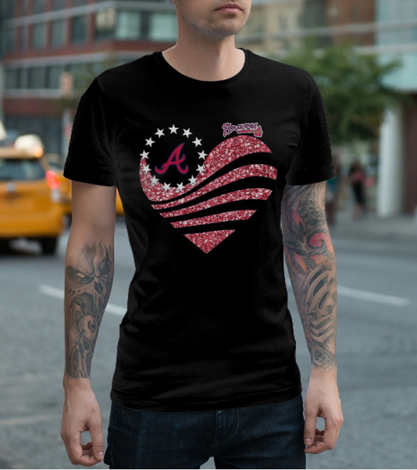 Atlanta Braves Glitter Heart T-Shirt